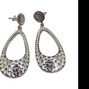 925 Samuel B. Handmade Textured Dangling Earrings, Bali Artisan Earrings